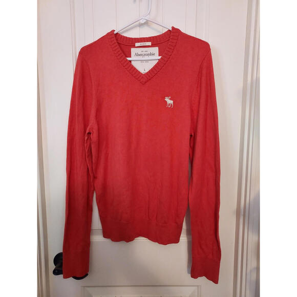 Abercrombie & Fitch Other - Abercrombie & Fitch Sweater Men's Large Orange Y2K Logo V-Neck Long‎ Sleeve
